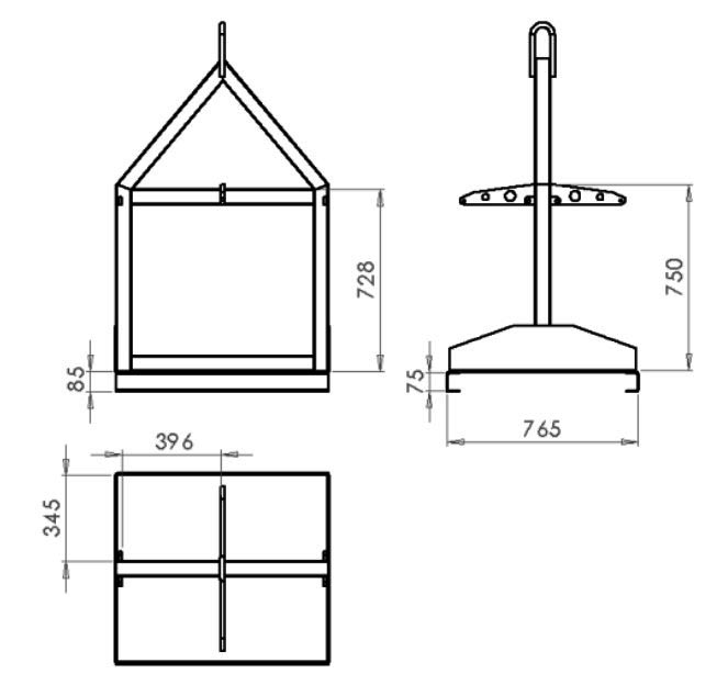 gchp crane slung gas cylinder cradle dimensions